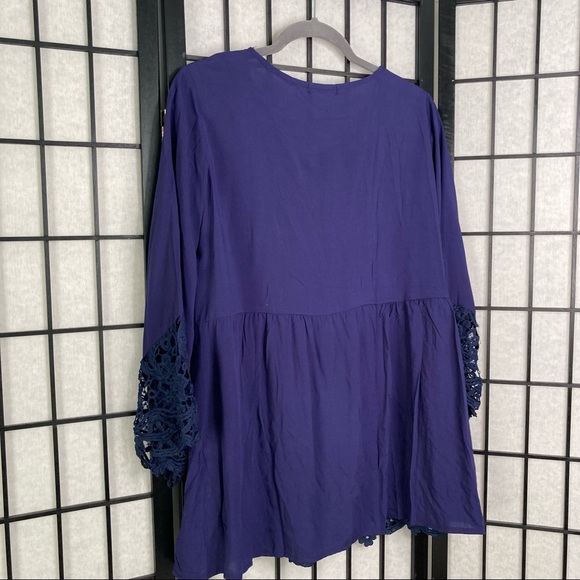 Anthropologie Lace Flare Sleeve Blouse Blue Small - Picture 11 of 14